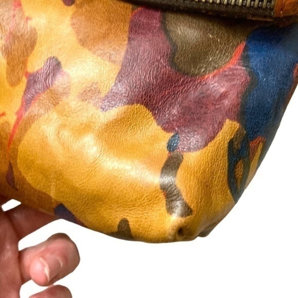 Patricia nash brown painted leather wristlet clutch bag